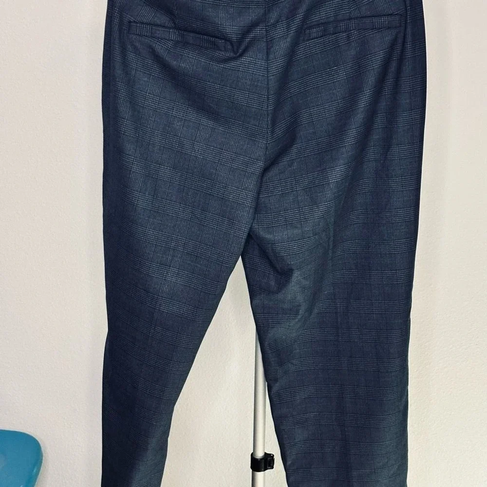 Banana‎ Republic Ryan Trousers Womens 10 Blue NWT Glen Plaid Slim Straight Pants